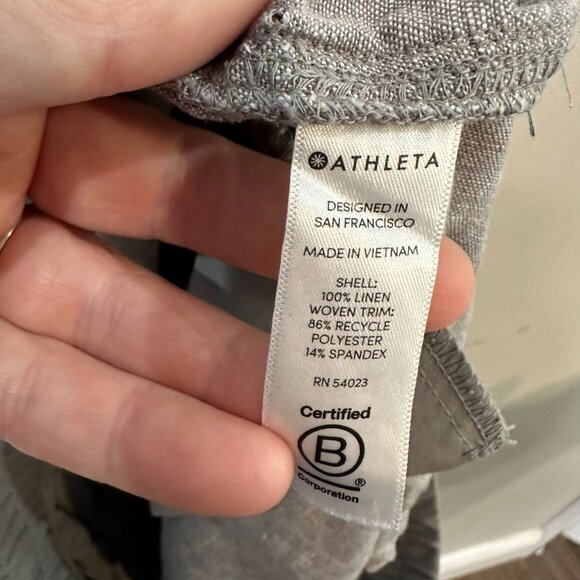 Athleta Cabo Linen Shorts Womens 8 Gray Pull On Drawstring Casual Vacation Beach - Picture 7 of 8